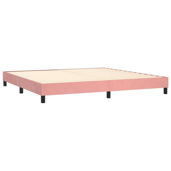 vidaXL Sommier &agrave; lattes de lit avec matelas Rose 200x200 cm Velours