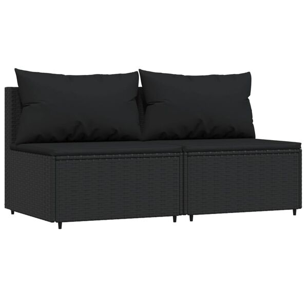 vidaXL Salon de jardin 3 pcs avec coussins Noir R&eacute;sine tress&eacute;e