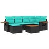 vidaXL Salon de jardin 7 pcs avec coussins noir r&eacute;sine tress&eacute;e