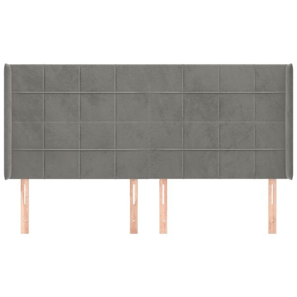 vidaXL T&ecirc;te de lit avec oreilles Gris clair 203x16x118/128 cm Velours