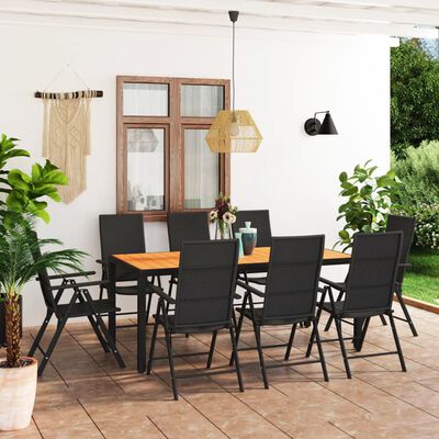 vidaXL Ensemble de salle à manger de jardin 9 pcs Noir et marron