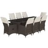 vidaXL Ensemble de bistro de jardin 9 pcs coussins marron poly rotin