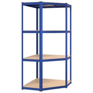 vidaXL &Eacute;tag&egrave;re d'angle &agrave; 4 niveaux Bleu Acier et bois d'ing&eacute;nierie