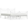 vidaXL Cadre de lit m&eacute;tal sans matelas et pied de lit blanc 183x213 cm