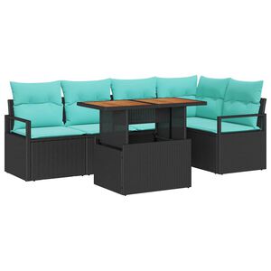 vidaXL Ensemble de salle &agrave; manger pour jardin 6 pcs Noir et Sarcelle