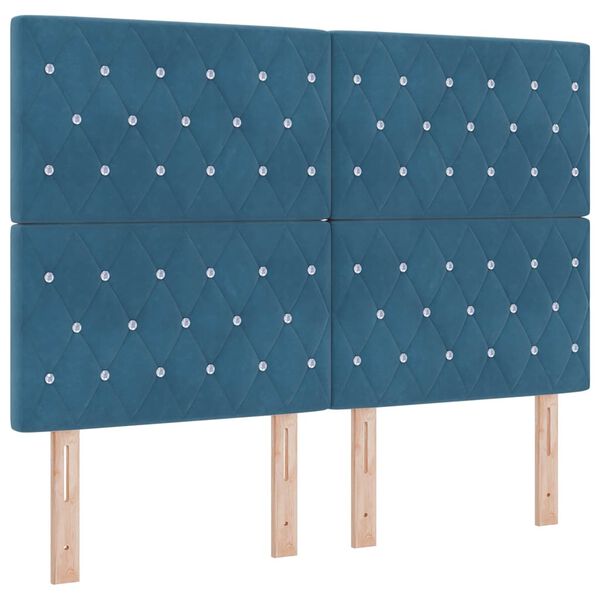 vidaXL Tête de lit LED avec tête de lit Bleu foncé 144 cm Polyester