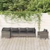 vidaXL Salon de jardin 6 pcs avec coussins Gris R&eacute;sine tress&eacute;e