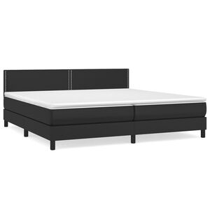 vidaXL Sommier &agrave; lattes de lit avec matelas Noir 200x200 cm Similicuir
