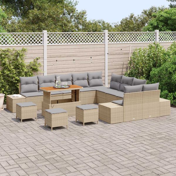 vidaXL Ensemble de canap&eacute; de jardin 13 pcs Beige et Gris clair