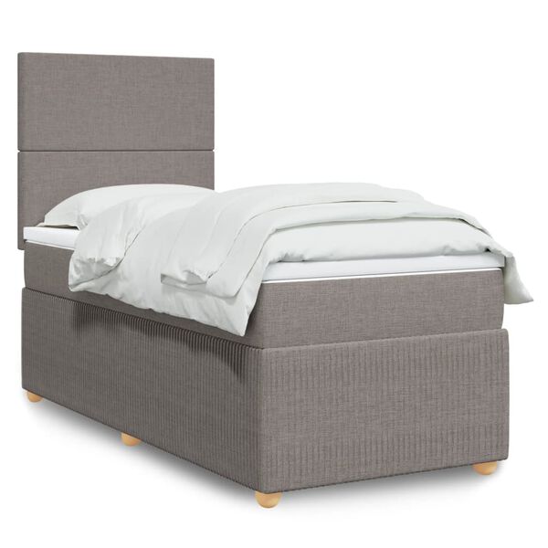 vidaXL Sommier &agrave; lattes de lit avec matelas Taupe 90x190 cm Tissu
