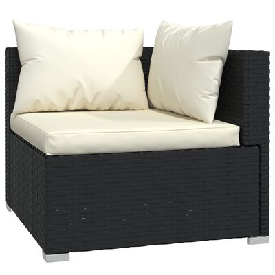 vidaXL Salon de jardin 10 pcs avec coussins Résine tressée Noir