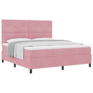 vidaXL Lit &agrave; ressorts avec matelas Rose 180 x 200 cm tissu