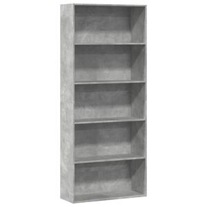 vidaXL Biblioth&egrave;que gris b&eacute;ton 80x30x189 cm bois d'ing&eacute;nierie