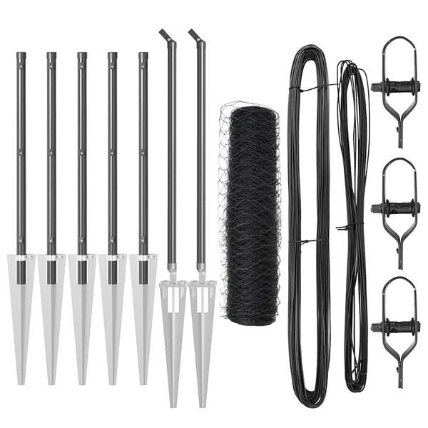 vidaXL Poteau de cl&ocirc;ture. Gris 10 x 0,8 m (maille de 50 mm)