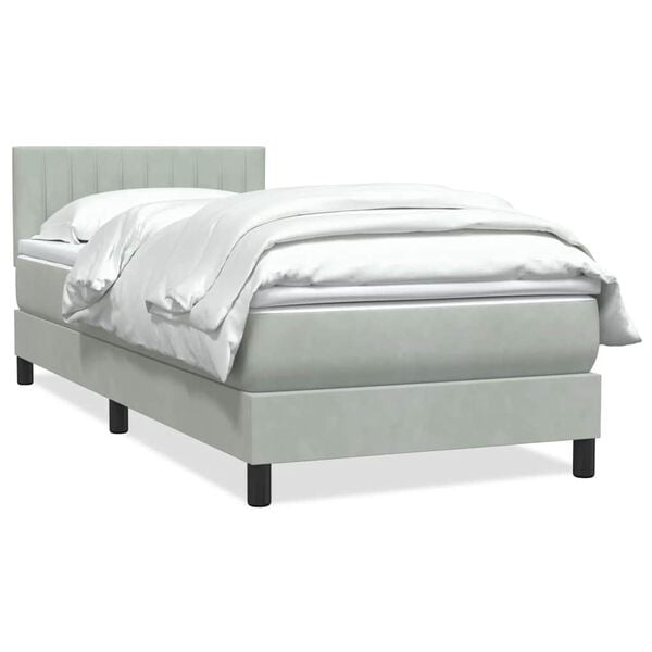 vidaXL Sommier &agrave; lattes de lit et matelas gris clair 90x210 cm velours