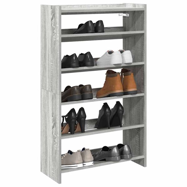 vidaXL &Eacute;tag&egrave;re &agrave; chaussures sonoma gris 60x25x100 cm bois ing&eacute;nierie