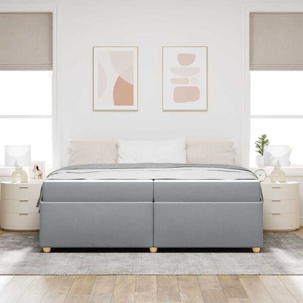 vidaXL Cadre de lit avec matelas Gris clair 200 x 200 cm tissu