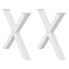 vidaXL Pieds de table &agrave; manger en forme de X, 2 pi&egrave;ces, blanc, 90 x (72-73) cm, acier