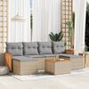 vidaXL Salon de jardin avec coussins 7 pcs beige r&eacute;sine tress&eacute;e