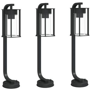 vidaXL Lampadaires d'ext&eacute;rieur 3 pcs noir 60 cm acier inoxydable