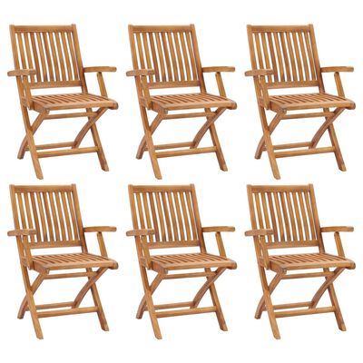 vidaXL Chaises pliables de jardin lot de 6 Bois de teck solide