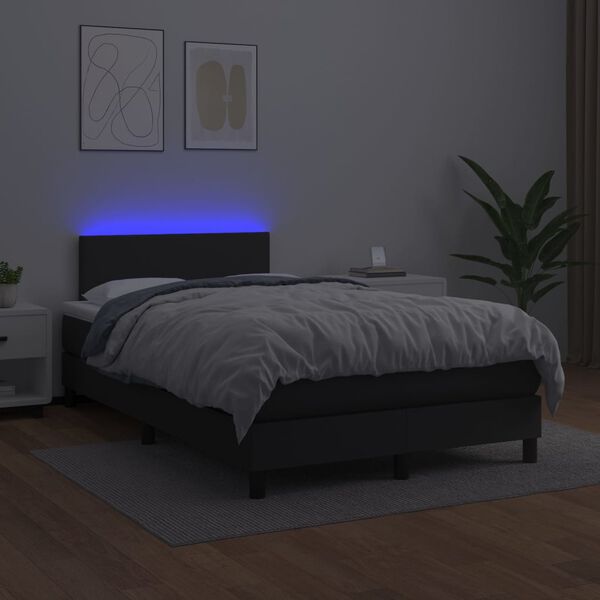 vidaXL Sommier &agrave; lattes de lit avec matelas et LED Noir 120x200cm