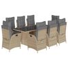 vidaXL Ensemble &agrave; manger de jardin et coussins 9 pcs m&eacute;lange beige