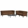 vidaXL Ensemble de canap&eacute;s 2 pcs marron tissu