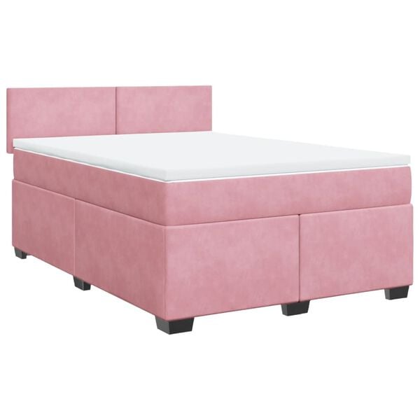 vidaXL Sommier &agrave; lattes de lit avec matelas Rose 140x200 cm Velours