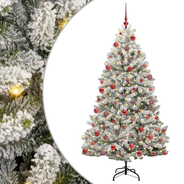 vidaXL Sapin de No&euml;l artificiel Vert et blanc 180 cm PVC et m&eacute;tal