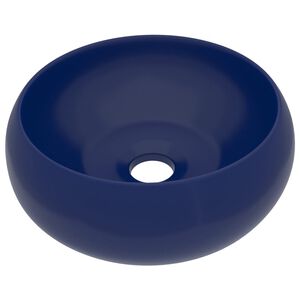 vidaXL Lavabo rond de luxe Bleu fonc&eacute; mat 40x15 cm C&eacute;ramique
