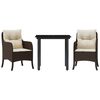 vidaXL Ensemble &agrave; manger de jardin 3 pcs et coussins marron poly rotin