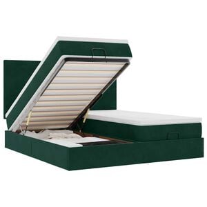 vidaXL Cadre de lit ottoman avec matelas vert fonc&eacute; 160x200 cm velours