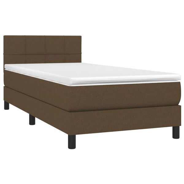 vidaXL Sommier &agrave; lattes de lit avec matelas Marron fonc&eacute; 90x190 cm