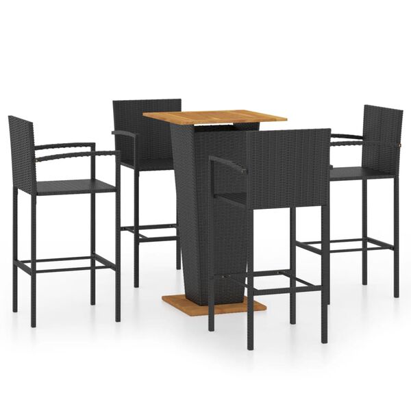 vidaXL Ensemble de bar de jardin 5 pcs Noir