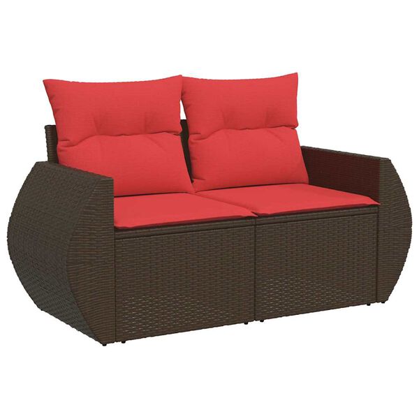 vidaXL Salon de jardin et coussins 9 pcs marron r&eacute;sine tress&eacute;e acacia
