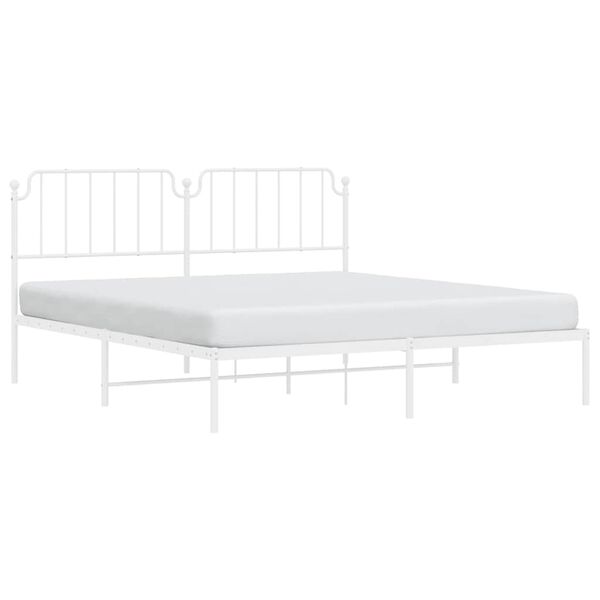 vidaXL Cadre de lit m&eacute;tal sans matelas et t&ecirc;te de lit blanc 183x213 cm