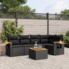 vidaXL Salon de jardin 6 pcs avec coussins noir r&eacute;sine tress&eacute;e