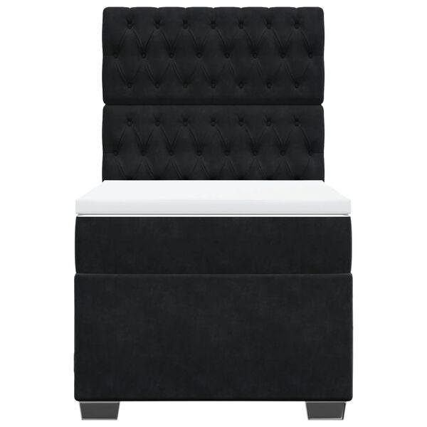 vidaXL Sommier &agrave; lattes de lit avec matelas Noir 90x190 cm Velours