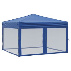 vidaXL Tente de r&eacute;ception pliable avec parois Bleu 3x3 m