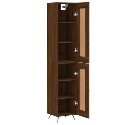 vidaXL Buffet haut Chêne marron 34,5x34x180 cm Bois d'ingénierie