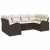 vidaXL Ensemble de canap&eacute; de jardin 6 pc Marron et blanc polyrotin