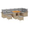 vidaXL Ensemble de canap&eacute; de jardin 9 pc Beige polyrotin