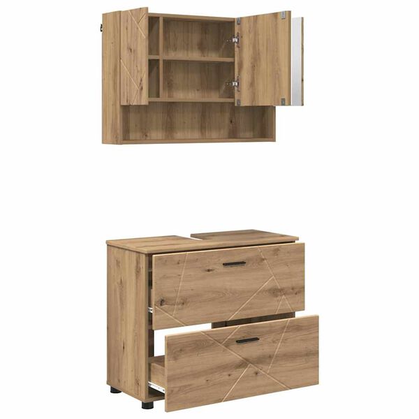 vidaXL Ensemble de mobilier de salle de bain 2 pcs Ch&ecirc;ne artisanal