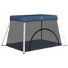 vidaXL Parc pour b&eacute;b&eacute; avec matelas Bleu marine Tissu de lin