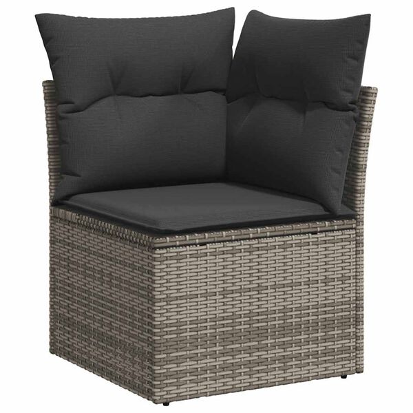 vidaXL Salon de jardin avec coussins 9 pcs gris r&eacute;sine tress&eacute;e acacia