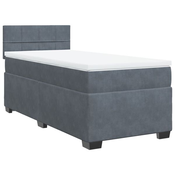 vidaXL Sommier &agrave; lattes de lit et matelas Gris fonc&eacute; 90x190 cm Velours