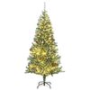 vidaXL Sapin de No&euml;l artificiel 300 LED&boules&neige floqu&eacute;e 240 cm