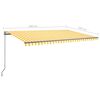 vidaXL Auvent automatique capteur de vent LED 500x350cm Jaune et blanc