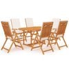 vidaXL Ensemble &agrave; manger de jardin 7 pcs coussins Bois de teck massif